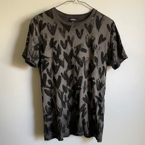 Diesel sz small gray black heart print tshirt